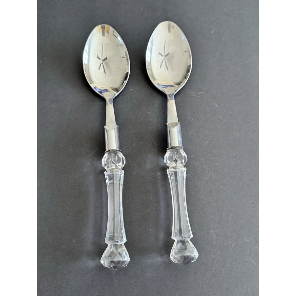 Bellamo 2‎ Piece Serving Utensil Set Vintage Lucite Handles Stainless Spoon